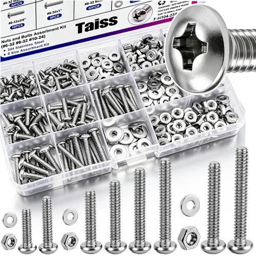 Vista 7 de Taiss 10 piezas de tornillos de cabeza hexagonal de 5/16-18x1, pernos para muebles, tornillos para muebles de acero inoxidable 304, pernos de 1/4