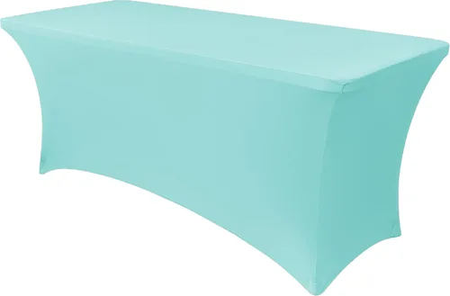 Vista 28 de Obstal Funda de mesa de elastano elástica de 4 pies para mesas plegables estándar, paquete de 2 manteles rectangulares universales ajustables