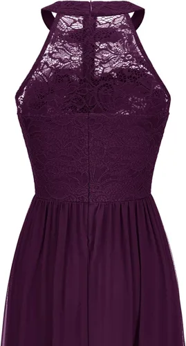Vista 7 de Vestido formal de encaje floral halter sin mangas para mujer vestido de dama de honor