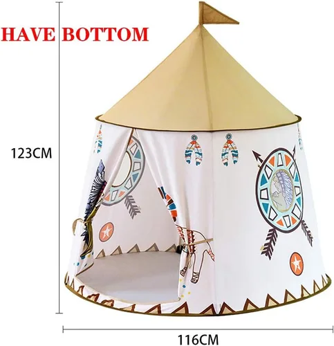 Vista 7 de Tienda de campaña plegable para niños, casa de juegos india de dibujos animados para niños con bolsa de transporte, material respetuoso con la piel