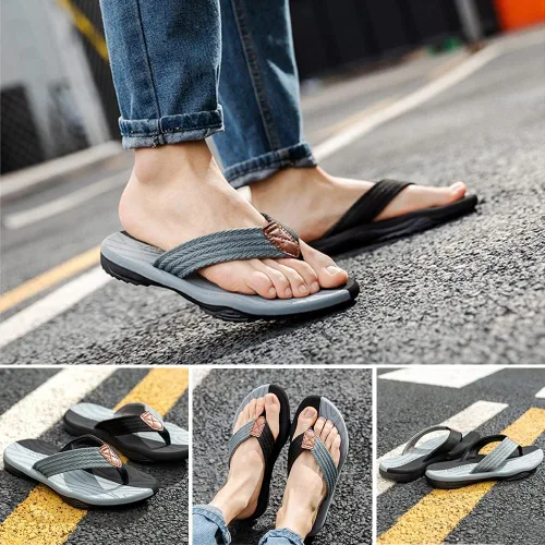 Vista 5 de MGGMOKAY Sandalias cómodas para hombre, con soporte de arco, sandalias casuales con correa en T para hombre, sandalias de verano para la playa