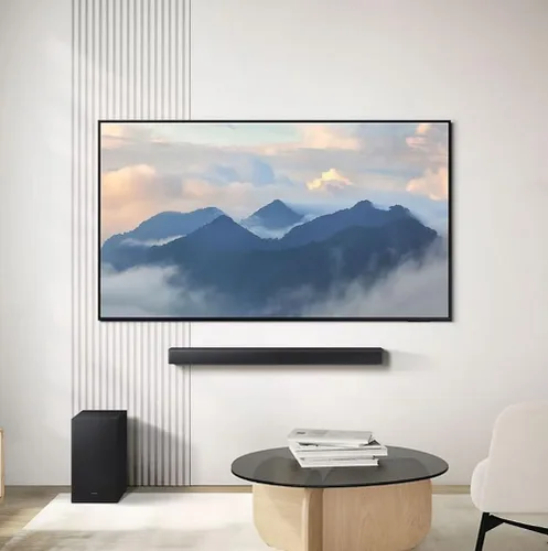 Vista 7 de Samsung HW-B620F Barra de sonido de 3.1 canales con subwoofer negro, Dolby Audio/DTS Virtual:X, HDMI ARC, compatible con sonido envolvente