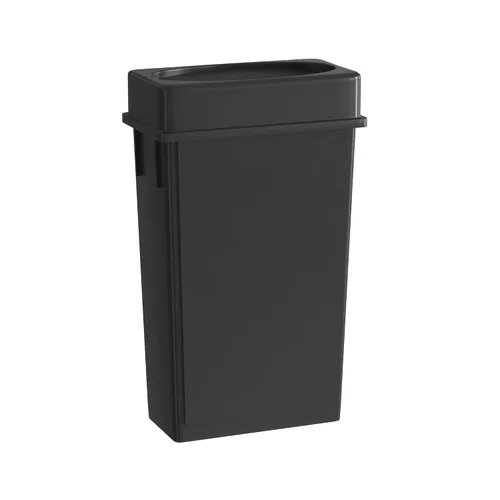 Vista 32 de Bote de basura Slim Jim negro de 23 galones con carrito