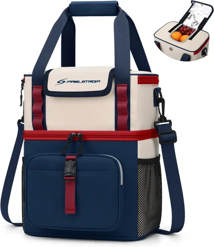 Vista 11 de Maelstrom Insulated Lunch Bag, Leakproof Lunch Box with Quick Access Lid Dual-layer Compartments, Multiple Pockets, Water-resistant, Shoulder