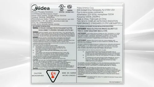 Vista 8 de Horno microondas comercial, ETL 1000w, 1.2 pies cúbicos, para encimera