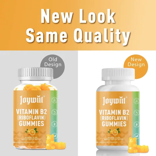 Vista 2 de Gomitas de vitamina B2 Riboflavina 400 mg Vitamina B2 400 mg masticable para adultos y niños, alivio de la migraña y apoyo de energía y sistema