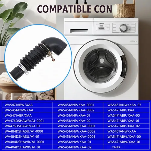 Vista 5 de DC97-17345B Manguera de drenaje de lavadora independiente para Samsung Kit de manguera de tubo a bomba de carga frontal DC97-16781A DC97-17345A