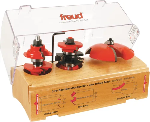 Vista 2 de Freud 98-302: Juego de brocas de construcción de puertas de 3 piezas, corte redondeado y quadra