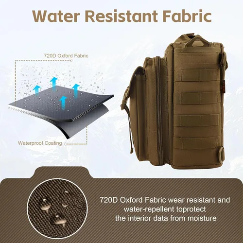 Vista 3 de GES Maletín táctico, 15.6 pulgadas para hombre, maletín militar para hombres, caqui