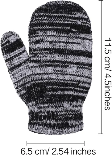 Vista 2 de Boao 12 pares de guantes de invierno para niños pequeños, guantes de punto para niños, guantes mágicos cálidos para niños y niñas, suministros