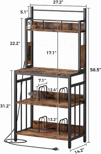 Vista 2 de IRONCK Soporte para tocadiscos, almacenamiento de discos de vinilo de 2 niveles, mesa grande para tocadiscos con estación de carga, soporte