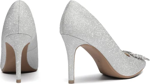 Vista 3 de DREAM PAIRS Zapatos de vestir de novia con punta cerrada para mujer, tacón de aguja brillante y sexy con punta puntiaguda