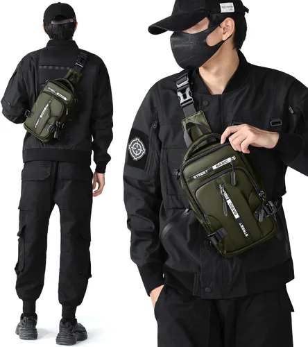 Vista 42 de Mochila cruzada pequeña negra para hombre y mujer, H-Negro, S, Moda