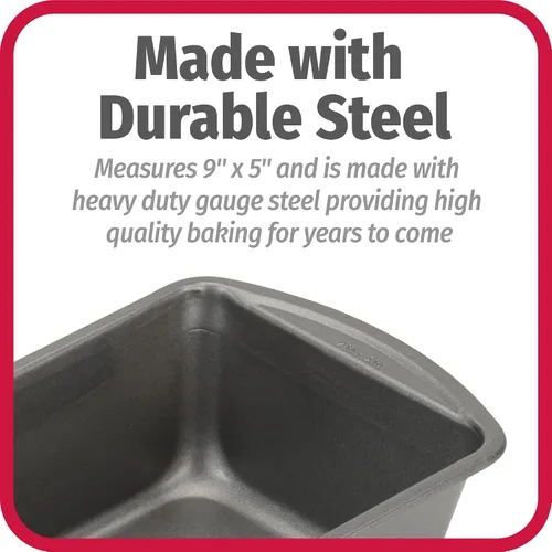 Vista 6 de Good Cook 4026 Bakeware nonstick, 9 x 5 pulgadas, gris