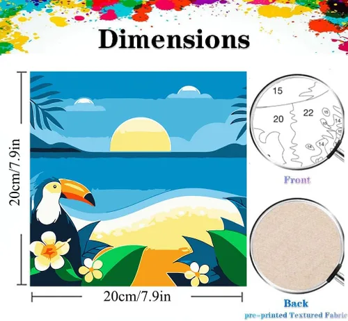Vista 3 de AOSGEDY Paquete de 4 pinturas por números para adultos y niños principiantes, pintura acrílica DIY de paisaje-playa, kit de pintura por números