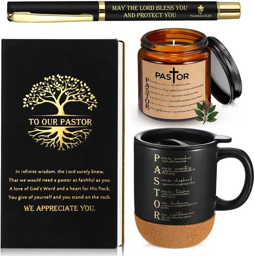 Vista 14 de Hushee 4 piezas de regalos cristianos para hombres, taza de café del hombre de Dios, diario de oración, vela perfumada, bolígrafo bíblico, regalos