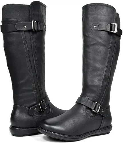 Vista 2 de DREAM PAIRS - Botas de invierno altas hasta la rodilla con forro de piel sintética para mujer