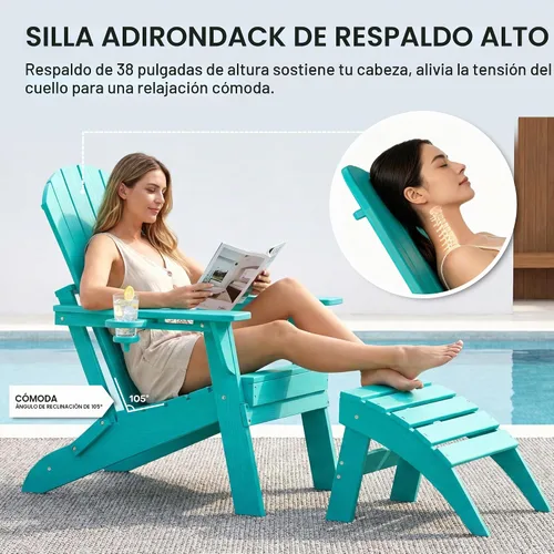 Vista 8 de HDPE Silla Adirondack plegable, Aruba