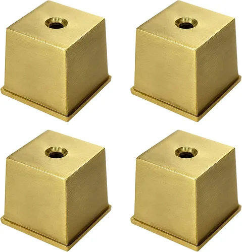 Vista 4 de Funda cuadrada para patas, 1 pulgada, tono dorado cepillado, altura de 1.2
