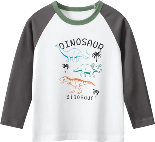 Vista 4 de Frogwill - Remera con diseño de excavadora de manga larga para niños de 2 a 7 años de edad Paquete de 2 Negro