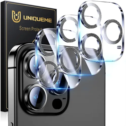 Vista 87 de UniqueMe para Paquete de 3 Protectores de Lente de Cámara para iPhone 15 Pro/iPhone 15 Pro Max, [Protección contra Caídas] [Compatible con Fundas]