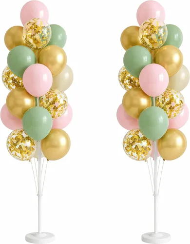 Vista 32 de Hiins Juego de 2 globos de confeti para árbol con base, decoración de poste para fiesta Bee Lemon,Wedding Baby Shower Party Decor,Includes a base