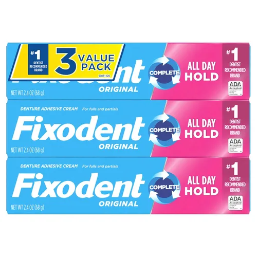 Vista 6 de Fixodent Complete Original - Crema adhesiva para dentaduras, 2.4 onzas, paquete de 3 (el embalaje puede variar)