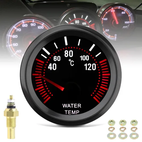 Vista 7 de Medidor de temperatura del agua para automóvil, 2 pulgadas, 2.047 in, 12 V, 104.0-248.0 °F, universal mecánico, eléctrico, medidor de temperatura