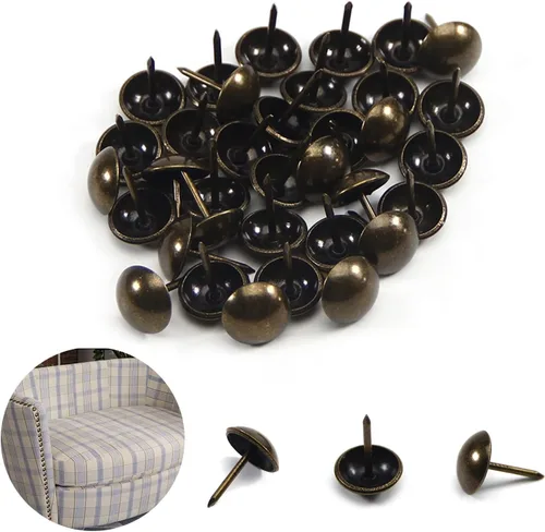 Vista 12 de MroMax 120 tachuelas de clavos para tapicería de 0.47 pulgadas de diámetro, hierro de estilo vintage, de metal, redondos, de 0.67 pulgadas de altura