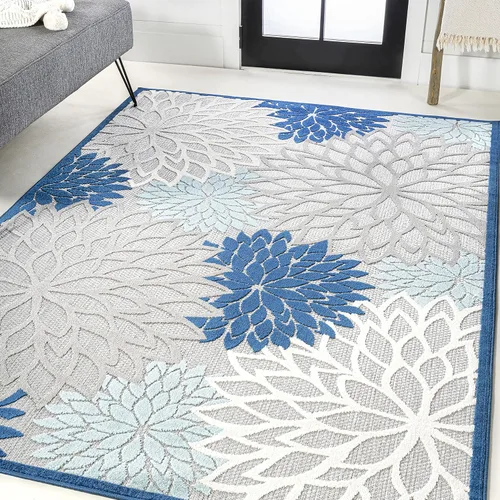 Vista 3 de Eyely CMA109A-3 Amalfi Coast Minori - Alfombra floral para interiores y exteriores, floral; contemporánea, dormitorio, cocina, patio trasero, patio