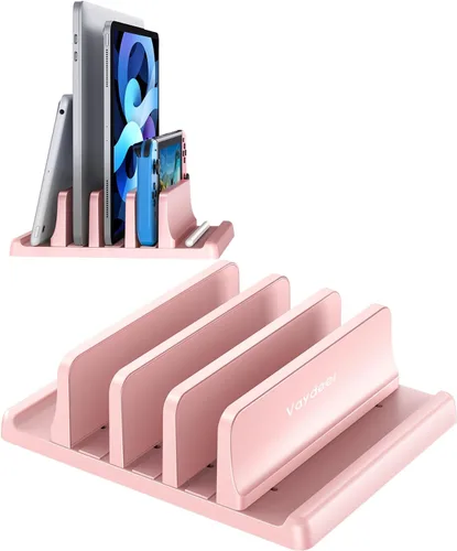 Vista 10 de Vaydeer Organizador vertical de 3 ranuras para laptop, soporte de almacenamiento para portátil hecho de plástico ABS de alta calidad, diseño 5 en 1