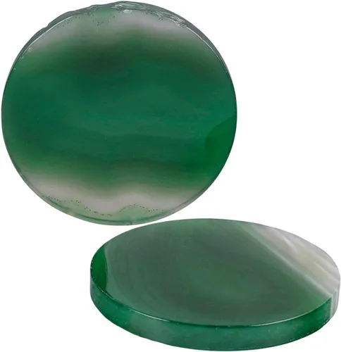 Vista 3 de mookaitedecor Juego de 6 tarjetas de mesa de ágata pulida, geoda de ágata, decoración de boda, paquete de 6 Natural Green Blue Agate Stone, Table