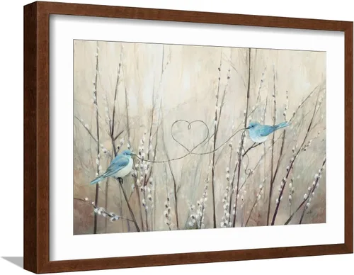 Vista 17 de ART.COM Lienzo enmarcado para pared, cuerda neutra de pájaros bonitos por Julia Purinton, decoración de animales, 18 x 12 pulgadas, marco negro
