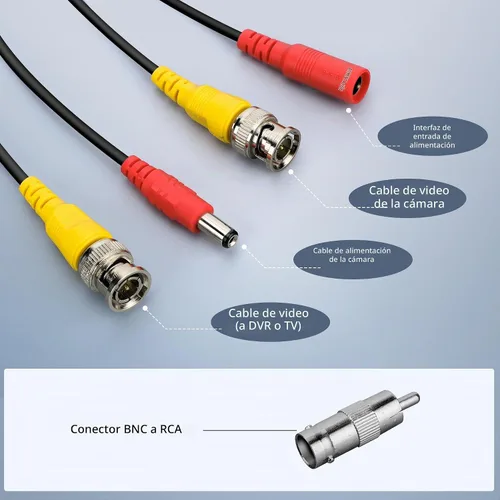 Vista 4 de ABLEGRID® Paquete de 4 cables de alimentación de video bnc de 100 pies para cámara de seguridad para sistema de vigilancia CCTV DVR