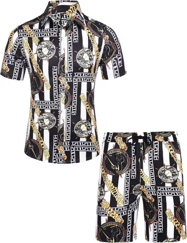 Vista 2 de Daupanzees - Camisa hawaiana de manga corta con botones para hombre