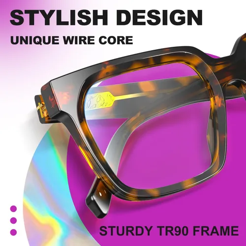Vista 3 de VISOONE Paquete de 2 lentes rectangulares TR90 con bloqueo de luz azul para computadora con aspecto preppy para mujeres y hombres Cougar