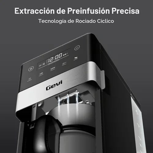Vista 7 de Gevi Cafetera de 10 tazas para moler y preparar, pantalla táctil
