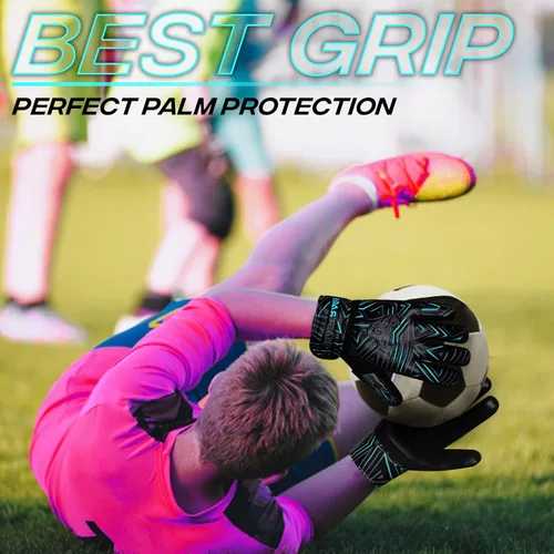 Vista 4 de BEAST RAGE Guantes de portero juvenil para niños, niños, niñas, guantes de portero de fútbol antideslizantes palma de látex de 4MM, agarre extra
