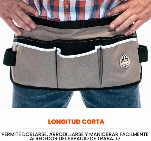 Vista 3 de Ergodyne Arsenal 5706 Delantal de cintura de lona con 13 bolsillos para herramientas, gris