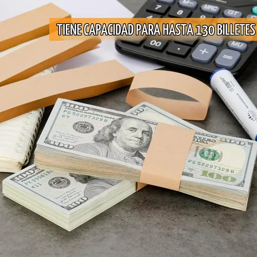 Vista 6 de PONNOR Paquete de 550 bandas de dinero en blanco natural kraft marrón para efectivo, correas autoadhesivas para monedas, para envoltorios