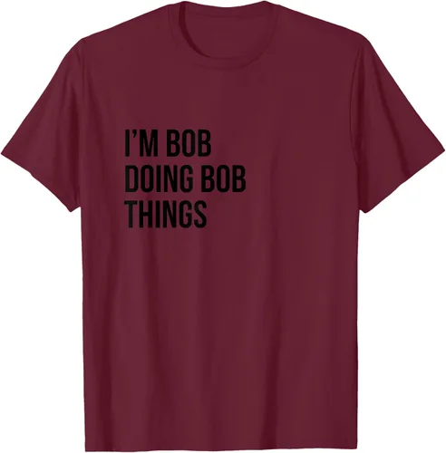 Vista 11 de Camiseta con texto en inglés "I'm Bob Doing Bob Things" Asfalto