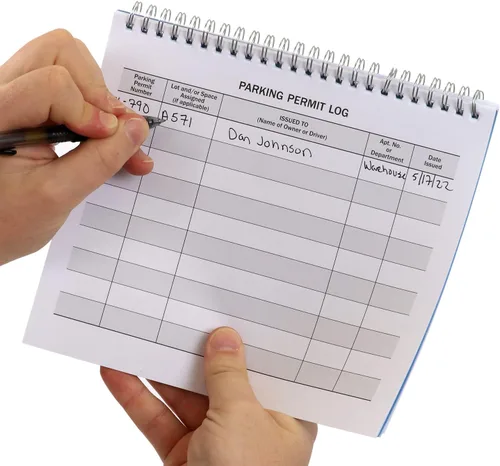 Vista 5 de SmartSign Libro de registro de permiso de estacionamiento pequeño - 7 x 8.5 pulgadas, diario de registro encuadernado con alambre, páginas impresas
