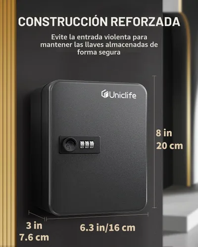 Vista 2 de Uniclife Gabinete de llave de acero de 20 llaves, caja de llaves con Negro