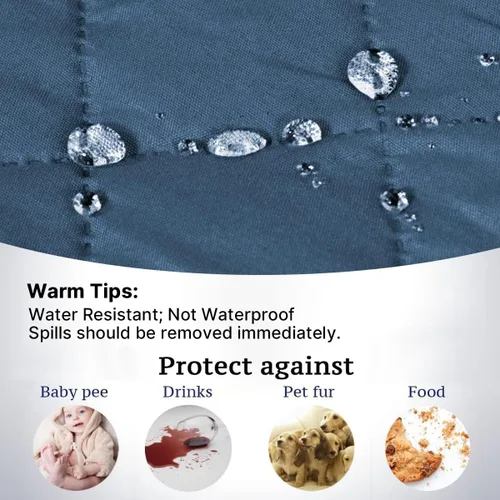 Vista 52 de H.VERSAILTEX Funda de sofá resistente al agua para sofá de 3 cojines, reversible, protector de muebles acolchado con correa elástica, funda de sofá