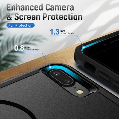 Vista 4 de Funda para iPhone 8 Plus, diseñada para iPhone 7 Plus, [compatible con Magsafe] [probada contra caídas de grado militar] a prueba de golpes, Negro