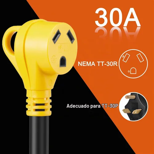 Vista 3 de Cable adaptador de corriente CA NEMA 10-30P macho a TT-30R, 125