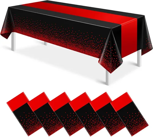 Vista 21 de MASHAN 1 mantel negro y azul para decoración de fiesta, mantel de plástico negro impreso azul, funda rectangular desechable para cumpleaños, boda