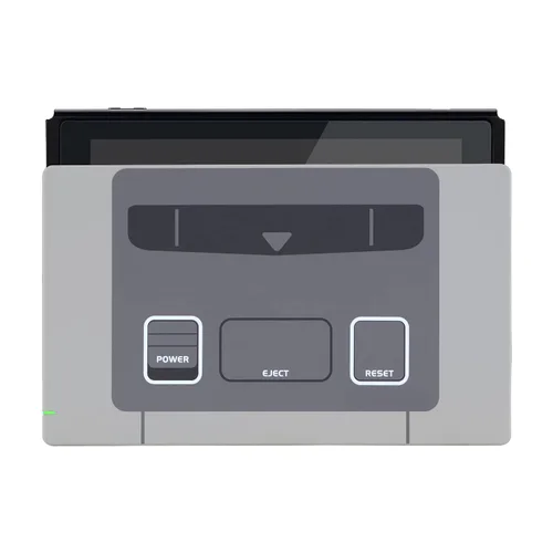 Vista 8 de eXtremeRate SFC SNES - Placa frontal personalizada de estilo europeo clásico para base de carga Nintendo Switch, carcasa de repuesto de agarre suave
