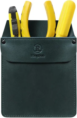 Vista 13 de RingSun Protector de bolsillo de cuero genuino para hombres, bolsa de herramientas duradera, protector de camisas de jeans para herramientas