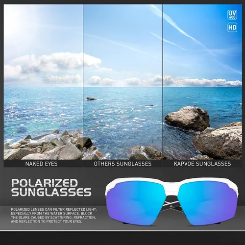 Vista 3 de KAPVOE Gafas de sol deportivas polarizadas para ciclismo, béisbol, correr, bicicleta de montaña, triatlón, golf, MTB para hombres y mujeres